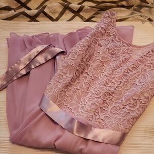 Easter Dress, Lavender Lace Dress with Satin Accents